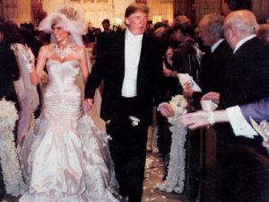 Melania Trump and Donald Trump heading down the aisle together..The Donald was dressed in a $200,000 suit which was designed by John Galliano of the house of Christian Dior. 