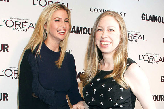 Ivanka Trump and Chelsea clinton laughing at an event.