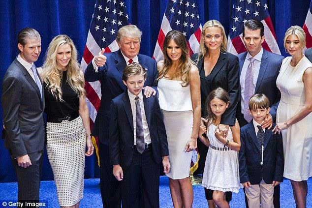 Donald Trump with his family posing for the Election Campaign.