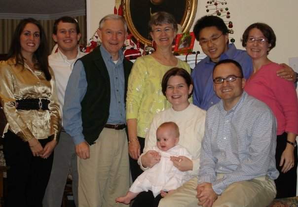 Jeff Sessions with his family comprising of his sons, daughter in law and grandchildren.