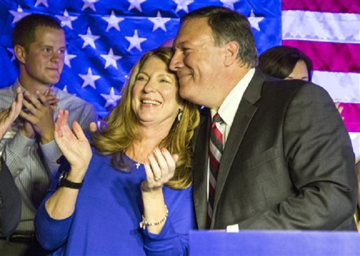 Mike Pompeo, incumbent candidate for 4th District Congress, with wife Susan 