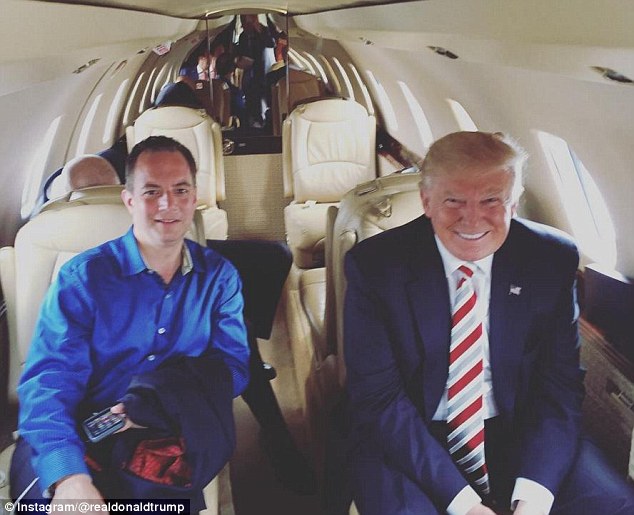 Reince Preibus with Donald Trump in his private jet.