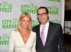 Steven Mnuchin with his ex-wife Heather with whom he has three children. The couple divorced in 2014