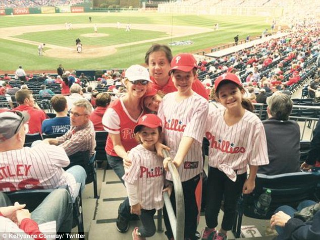 Kellyanne Conway with her husband George T Conway and her kids.