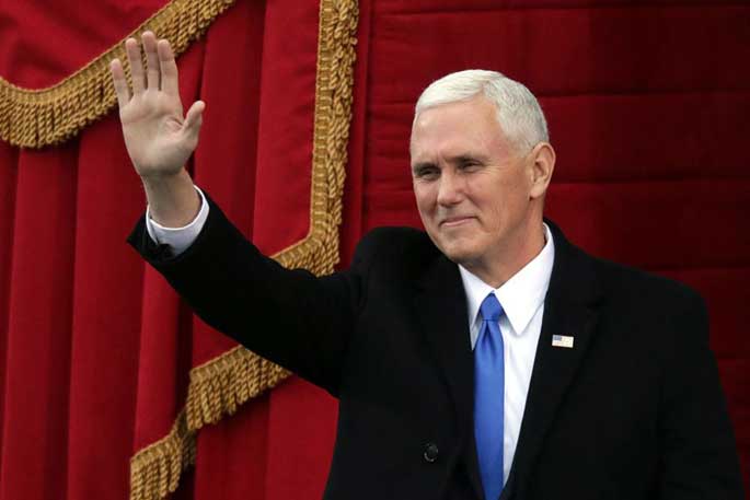 Mike Pence in his signature blut tie at inauguration day.