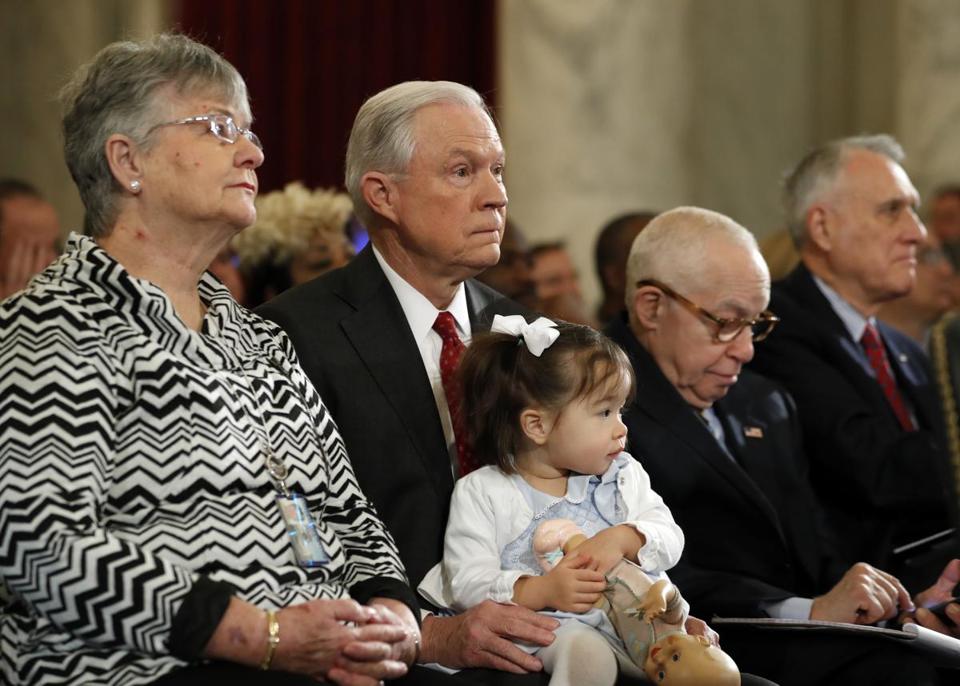 Jeff Sessions with his wife in a formal event.
