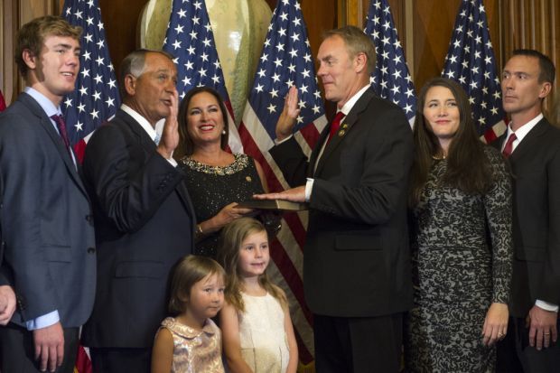 Ryan Zinke at a swearing ceremony.