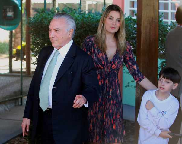 President Michael Temer with his 42 years younger wife Marcela and son.