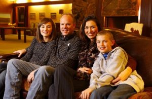 Carol Mead with her family comprising of her husband and two children.