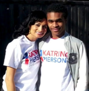 Katrina Pierson with her son who is 20 years old.