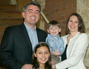 Cory Gardner with his wife and three children. The name of his wife is Alyson Gardner.