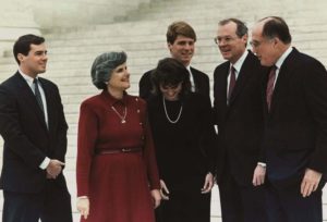 Anthony and Mary Kennedy with their children – Justin, Gregoty and Kristin – and Justice William Rehnquist in 1988