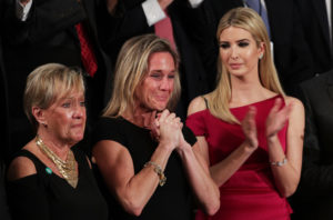 Widow of Fallen Navy Seal, Senior Chief William Owens, Carryn Owens and Donald Trump's first daughter Ivanka Trump.