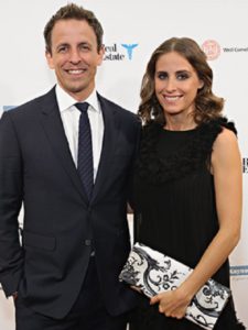 Seth Meyers with his wife. The couple has a son together who was born on 2017.