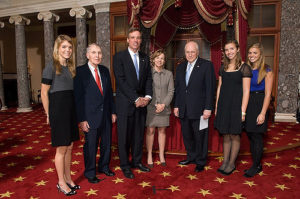 Mark Warner with his wife and children.