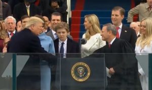 Donald Trump and John Roberts during the swearing ceremony of the President.