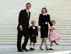 John Roberts with his wife and children. The couple has two children a son and a daughter.