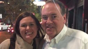 Sarah Huckabee Sanders is the daughter of former governor of Arkansas Mike Huckabee.