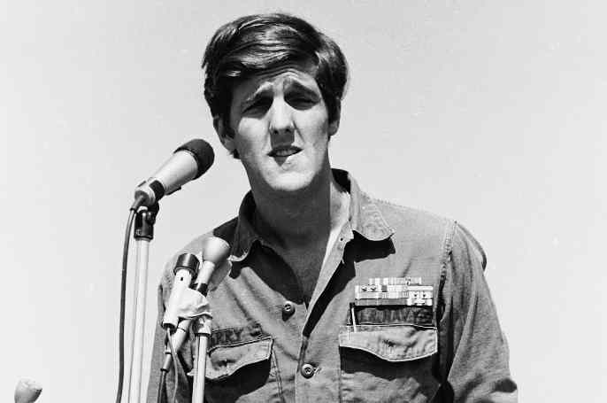 John Kerry delivering speech in his early days.