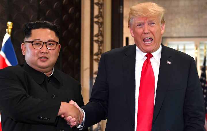 Kim Jong-un meets Donald Trump in North Korea- United States Summit in Singapore on June 12, 2018